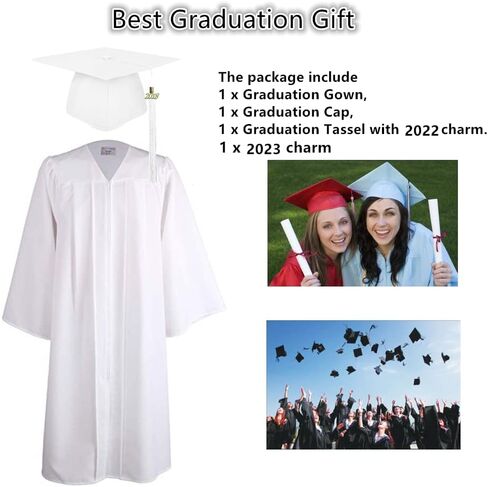2024 Matte Adult Graduation Gown Cap Tassel Set with 2024 Years Charm in Saudi Arabia