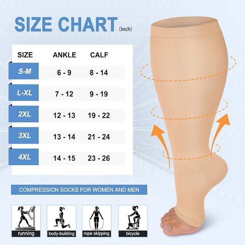 3 Pack Copper Compression Socks for Women & Men, 20-30mmHg Open Toe Knee High Stockings for Circulation Support in Saudi Arabia