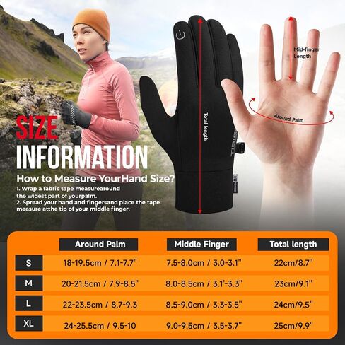 Winter Gloves Women Men, Warm Thermal Running Touchscreen Men Lightweight Walking Anti-Slip for Skiing Gardening Driving Liner in Kuwait