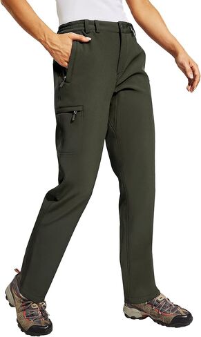 Haimont Women's Fleece Lined Softshell Pants Insulated Hiking Cargo Pant Outdoor Snowboard Golf Skiing, 6 Pockets in Saudi Arabia