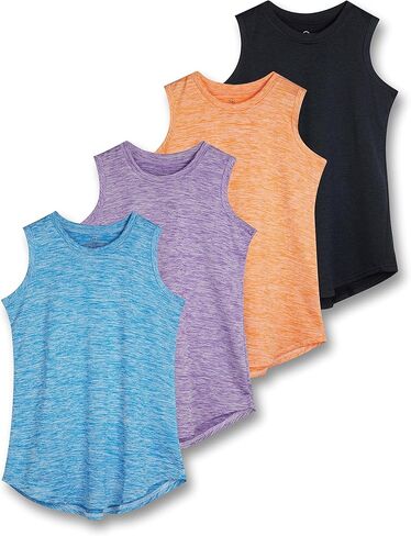 Real Essentials 4 Pack: Girls Active Dry Fit Performance Tank Top in Saudi Arabia