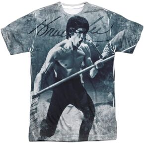 Bruce Lee Whoooaa Sublimation Adult T-Shirt (Adult XX-Large) White in Kuwait