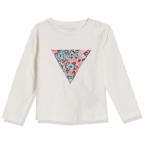GUESS Baby Girls Glitter Print and Embroidered Logo Organic Stretch Jersey T-Shirt in Kuwait