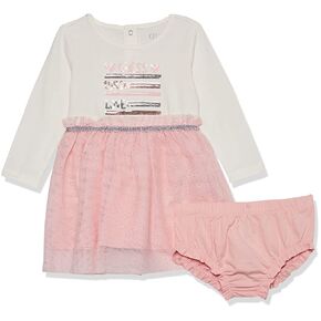 GUESS baby-girls Long Sleeve Jersey Cotton and Mesh Woven Skirt With Diaper Cover 2 Piece Set in Kuwait