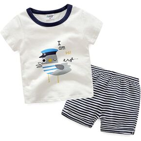 Evelin LEE Baby Boy Cotton Short Sleeve Shirt and Shorts 2pcs Set Clothes (18-24 Months, White) in Kuwait