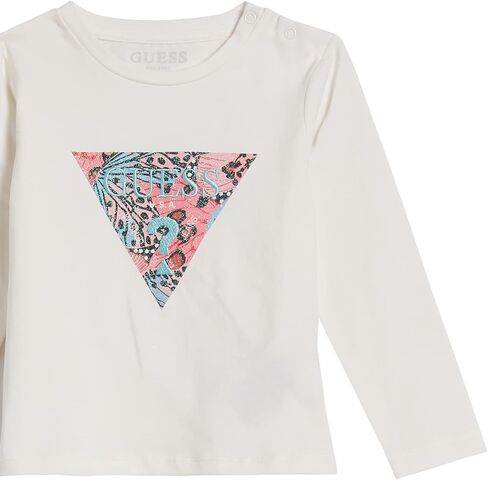 GUESS Baby Girls Glitter Print and Embroidered Logo Organic Stretch Jersey T-Shirt in Saudi Arabia