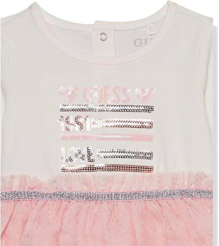 GUESS baby-girls Long Sleeve Jersey Cotton and Mesh Woven Skirt With Diaper Cover 2 Piece Set in Kuwait