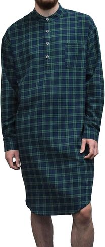 قميص نوم رجالي من Lee Valley مصنوع من القطن الأيرلندي الأصلي (2XL، LV6 Green Tartan Blackwatch) in Kuwait