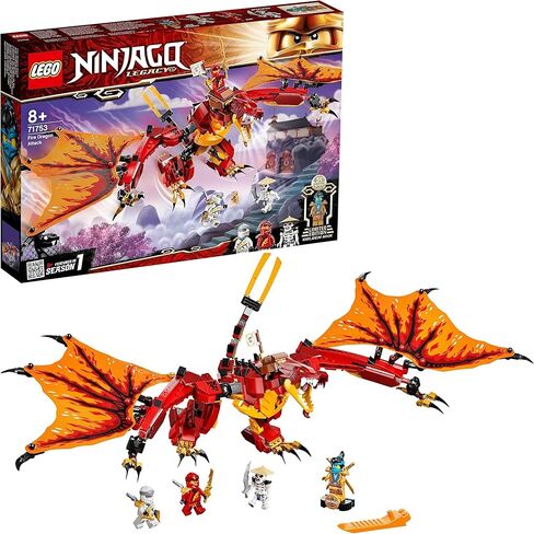 LEGO 71753 NINJAGO Legacy Fire Dragon Attack Toy with Kai, Zane and NYA Minifigures, Ninja Play Set, Gifts for 8 Plus Year Old Boys & Girls in Saudi Arabia