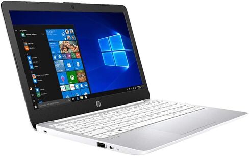 2021 HP Stream 11.6 بوصة HD كمبيوتر محمول، معالج Intel Celeron N4000، ذاكرة وصول عشوائي 4 جيجابايت، 64 جيجابايت eMMC، مكتب لمدة عام 365، كاميرا ويب، Intel UHD Graphics 600، بلوتوث، Windows 10 S، أبيض، بطاقة USB SnowBell سعة 128 جيجابايت in Saudi Arabia
