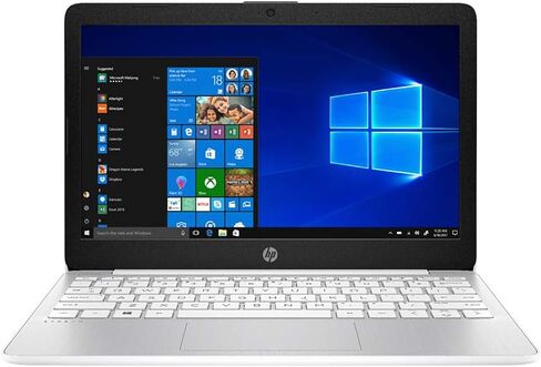 2021 HP Stream 11.6 بوصة HD كمبيوتر محمول، معالج Intel Celeron N4000، ذاكرة وصول عشوائي 4 جيجابايت، 64 جيجابايت eMMC، مكتب لمدة عام 365، كاميرا ويب، Intel UHD Graphics 600، بلوتوث، Windows 10 S، أبيض، بطاقة USB SnowBell سعة 128 جيجابايت in Saudi Arabia