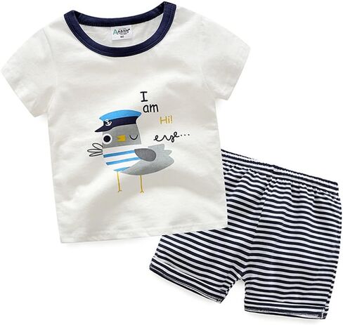 Evelin LEE Baby Boy Cotton Short Sleeve Shirt and Shorts 2pcs Set Clothes (12-18 Months, White) in Saudi Arabia