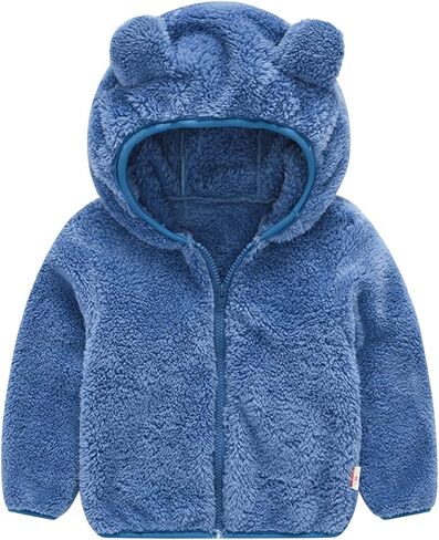 Evelin LEE Baby Boys Girls Winter Warm Fleece Hooded Coats Zip Up Cute Outwear Jacket in Saudi Arabia