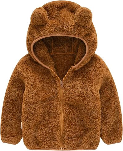 Evelin LEE Baby Boys Girls Winter Warm Fleece Hooded Coats Zip Up Cute Outwear Jacket in Saudi Arabia
