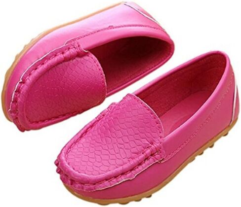Evelin LEE Toddler Kid Boys Girls Soft Casual Loafers Slip-On Boat-Dress Shoes/Sneakers Rose Red-Big Kid 4M in Kuwait