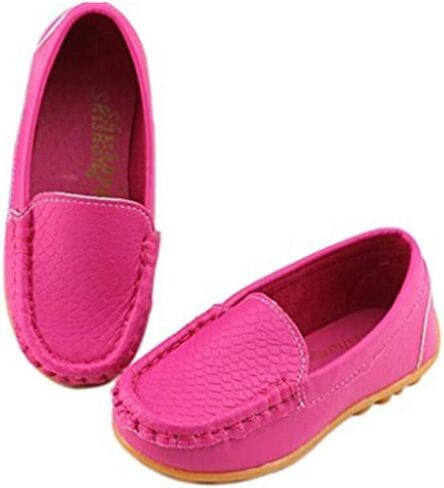 Evelin LEE Toddler Kid Boys Girls Soft Casual Loafers Slip-On Boat-Dress Shoes/Sneakers Rose Red-Big Kid 4M in Kuwait