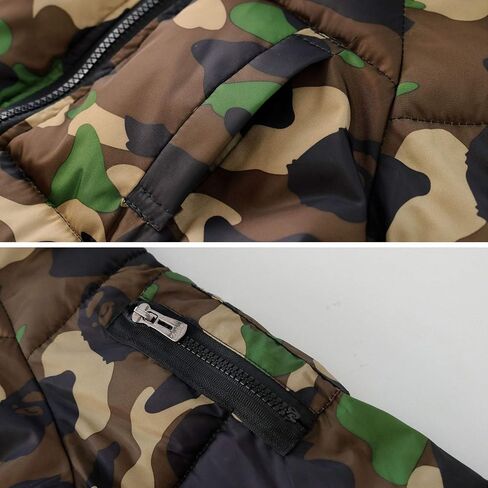 Evelin LEE Kids Boys Girls Faux Fur Hooded Jacket Coat Camo Print Zip Up Winter Warm Outwear Coat in Saudi Arabia