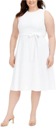 Calvin Klein Women's Plus Size Sleeveless Midi Dress with Floral Trim in Saudi Arabia