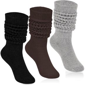 جوارب KEREDA Slouch للنساء بطول الركبة جوارب Scrunchie 3 أزواج مقاس 6-11