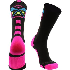 MadSportsStuff LAX Lacrosse Socks with Lacrosse Sticks Athletic Crew Socks (multiple colors)