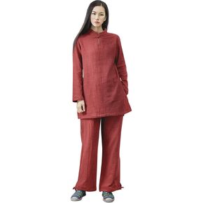 KSUA Womens Tai Chi Uniform Chinese traditional Kung Fu Clothing Cotton Linen Yoga Suit for Zen Meditation Martial Arts