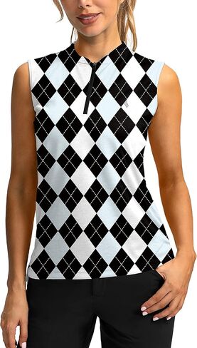 SANTINY Women's Sleeveless Golf Shirt Zip Up Tennis Lightweight Quick Dry Tank Tops Polo Shirts for Women in Saudi Arabia