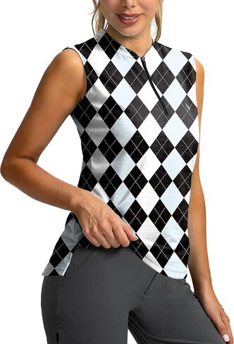 SANTINY Women's Sleeveless Golf Shirt Zip Up Tennis Lightweight Quick Dry Tank Tops Polo Shirts for Women in Saudi Arabia