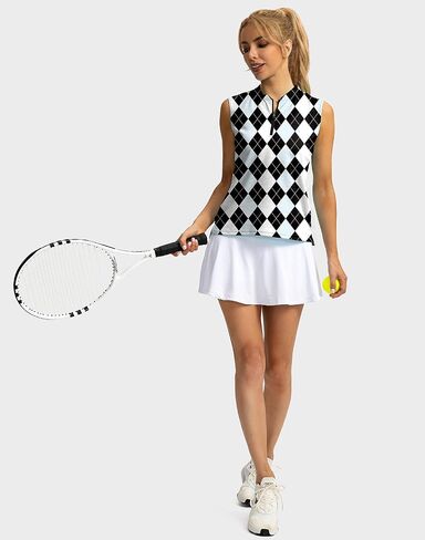 SANTINY Women's Sleeveless Golf Shirt Zip Up Tennis Lightweight Quick Dry Tank Tops Polo Shirts for Women in Saudi Arabia