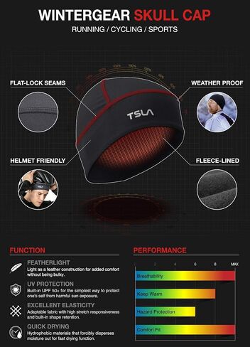 TSLA Men and Women Thermal Fleece Skull Cap, Winter Ski Cycling Under Helmet Liner, Running Beanie Hat in Kuwait