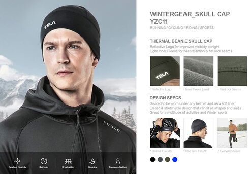 TSLA Men and Women Thermal Fleece Skull Cap, Winter Ski Cycling Under Helmet Liner, Running Beanie Hat in Kuwait