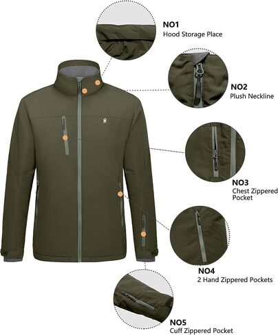 Little Donkey Andy Men's Lightweight Winter Jacket Hooded Windproof Warm Insulated Jacket for Ski Hiking in Kuwait