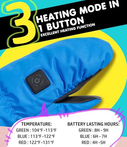 قفازات شتوية ساخنة كهربائية من أروما سيزون للأطفال وقفازات الأطفال، قفازات ثلج دافئة مقاومة للماء للأطفال الصغار in Kuwait