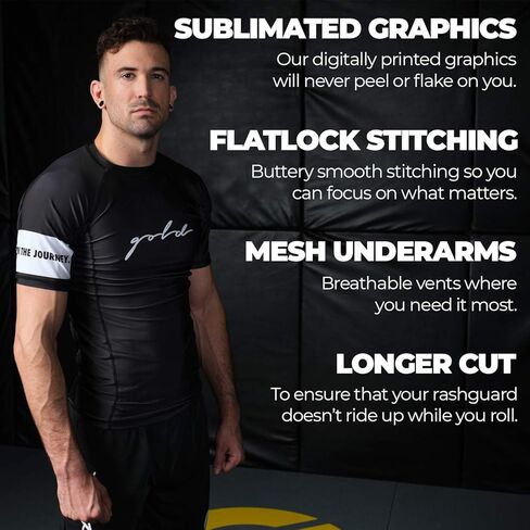Gold BJJ Foundation Rash Guard - تصنيف No-Gi وGi Jiu Jitsu Rashguard in Kuwait
