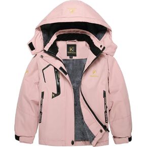 Keevoom Girl's Waterproof Ski Jacket Fleece Snow Coat Windproof Warm Winter Snowboarding Jacket with Removable Hood in Saudi Arabia