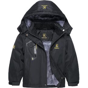Keevoom Girl's Waterproof Ski Jacket Fleece Snow Coat Windproof Warm Winter Snowboarding Jacket with Removable Hood