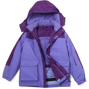 Girl's Waterproof Ski Jacket,Kids Outdoor Snowboarding windproof Jacket,Fleece Lined Hooded,Warm Winter Snow Coat
