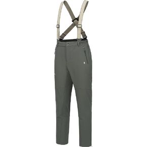 Little Donkey Andy Men's Skiing Bibs Fleece Lined Snow Pants, Winter Water-Repellent Snowboard Pants with Suspenders