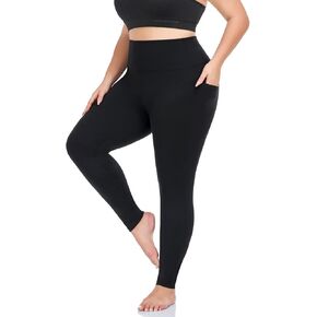 MOREFEEL Plus Size Leggings for Women with Pockets-Stretchy X-4XL Tummy Control High Waist Womens Leggings Workout Yoga Pants
