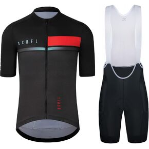 Men's Cycling Jersey Set Cycling Kit Bicycle Jersey Rear Zipper Pocket Bike Bib Shorts With Pockets Race Fit High Density Pad