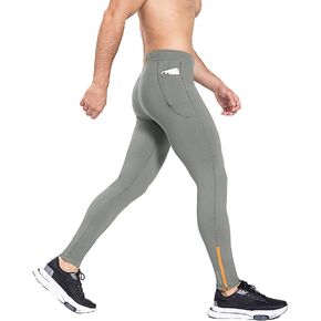 BALEAF Men's Fleece Running Tights Thermal Compression Pants Water Resistant Winter Warm Leggings Zipper Pockets Cold Gear