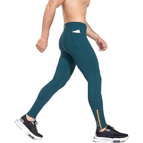 BALEAF Men's Fleece Running Tights Thermal Compression Pants Water Resistant Winter Warm Leggings Zipper Pockets Cold Gear
