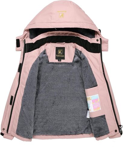 Keevoom Girl's Waterproof Ski Jacket Fleece Snow Coat Windproof Warm Winter Snowboarding Jacket with Removable Hood in Kuwait
