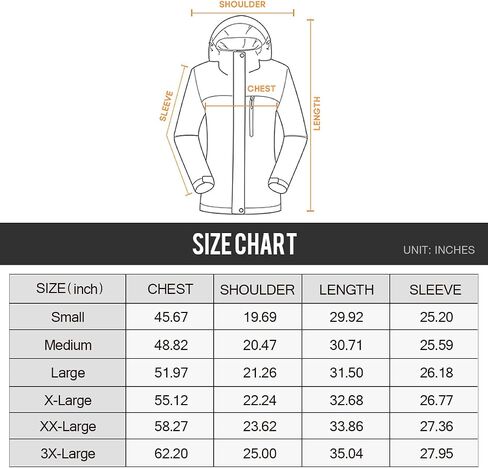 FREE SOLDIER Men's Waterproof Ski Snow Jacket Fleece Lined Warm Winter Rain Jacket with Hood Fully Taped Seams in Saudi Arabia