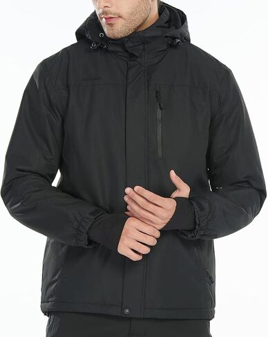 FREE SOLDIER Men's Waterproof Ski Snow Jacket Fleece Lined Warm Winter Rain Jacket with Hood Fully Taped Seams in Saudi Arabia