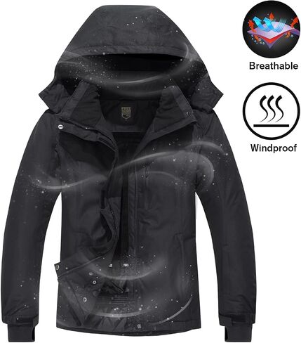FREE SOLDIER Men's Waterproof Ski Snow Jacket Fleece Lined Warm Winter Rain Jacket with Hood Fully Taped Seams in Saudi Arabia