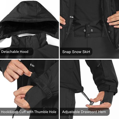 FREE SOLDIER Men's Waterproof Ski Snow Jacket Fleece Lined Warm Winter Rain Jacket with Hood Fully Taped Seams in Saudi Arabia
