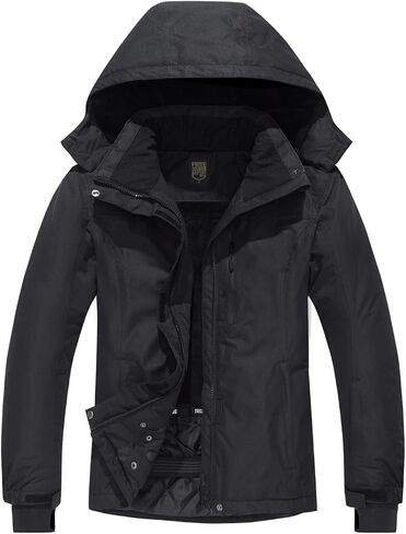 FREE SOLDIER Men's Waterproof Ski Snow Jacket Fleece Lined Warm Winter Rain Jacket with Hood Fully Taped Seams in Saudi Arabia