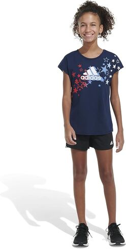 adidas Girls' Cap Sleeve Novelty Logo Tee in Saudi Arabia