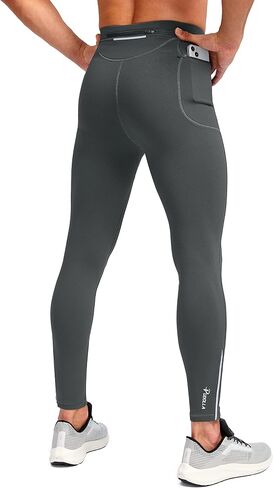 Pudolla Men's Thermal Running Tights with 3 Zipper Pockets Workout Compression Leggings Cycling Pants for Men Hiking Jogging in Kuwait