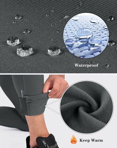 Pudolla Men's Thermal Running Tights with 3 Zipper Pockets Workout Compression Leggings Cycling Pants for Men Hiking Jogging in Kuwait